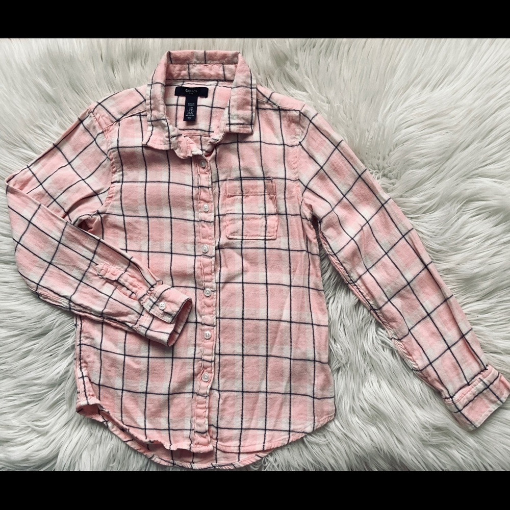 GapKids Girl’s Pink Plaid Button-Down Shirt